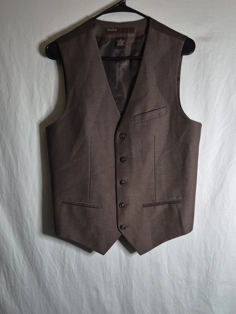 Perry Ellis Brown Pinstriped Suit Vest
